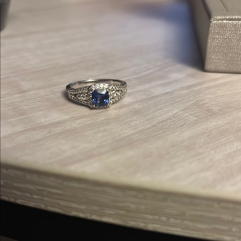 Elegant Blue and white sapphire  Ring